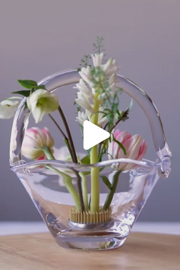 Click here to play the Spring Basket video. Visual: a glass basket filled with flowers